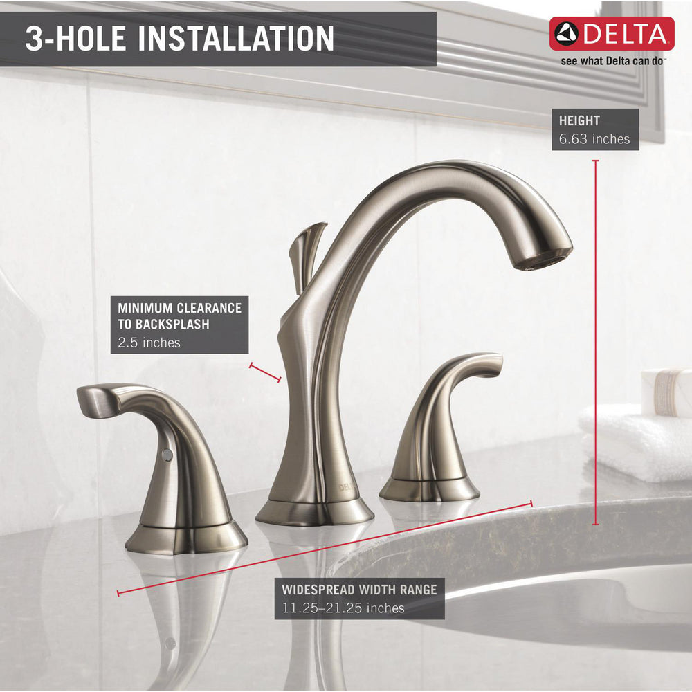 Delta ADDISON Two Handle Widespread Bathroom Faucet- Stainless