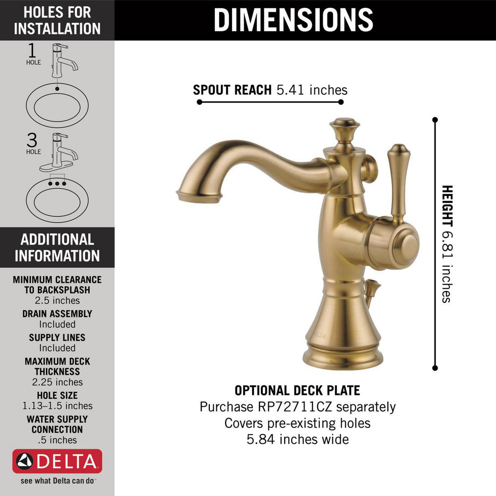 Delta CASSIDY Single Handle Bathroom Faucet- Champagne Bronze