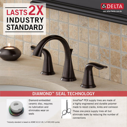 Delta LAHARA Two Handle Widespread 3 Hole Bathroom Faucet- Venetian Bronze