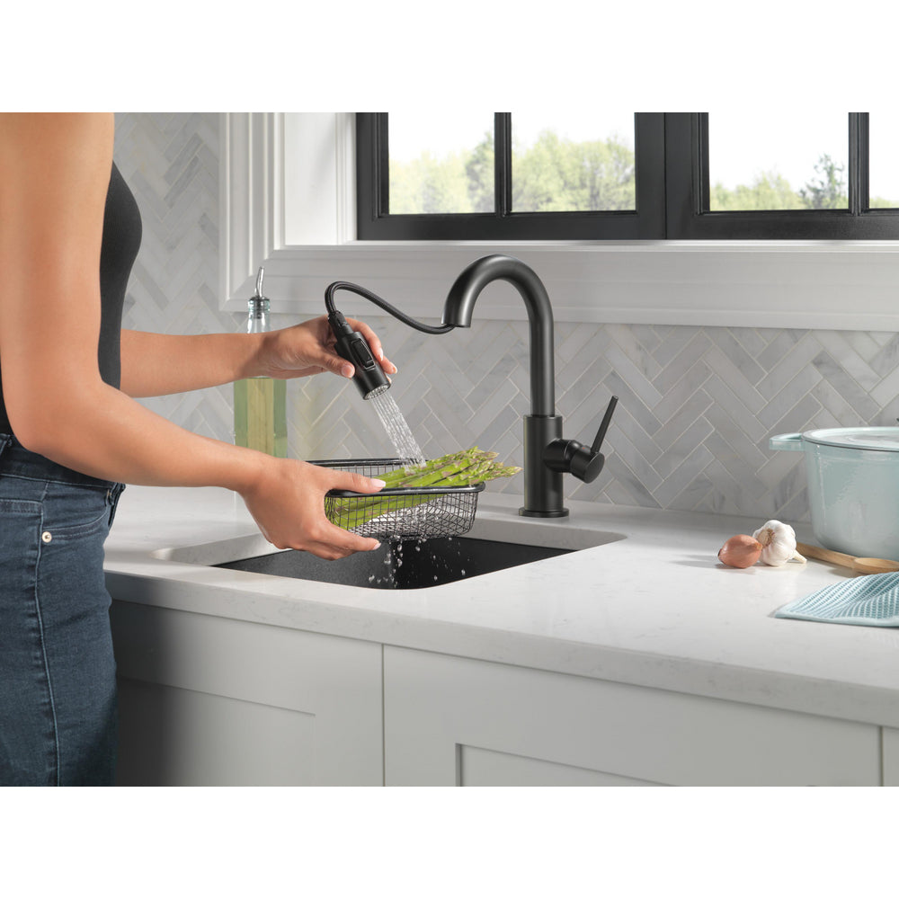 Delta TRINSIC Single Handle Pull-Down Bar / Prep Faucet- Matte Black