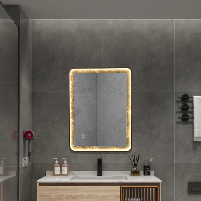 Kodaen Infinity Rd Singtered Stone Bathroom LED Vanity Mirror (Amazon Green Background) - LEDBMF217GSLAB