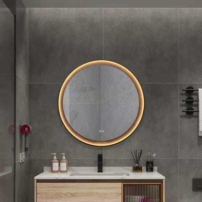 Kodaen Roundy Singtered Stone Miroir de courtoisie LED pour salle de bain (fond noir) - LEDBMF624BSS