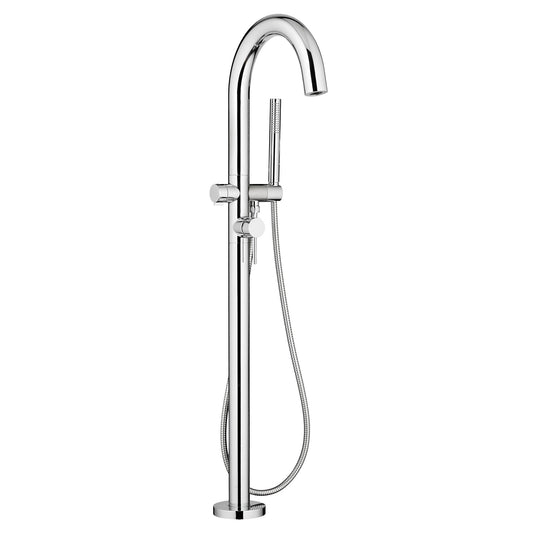 Robinet de baignoire autoportant rond contemporain American Standard avec douche personnelle pour valve brute Flash avec poignée à levier