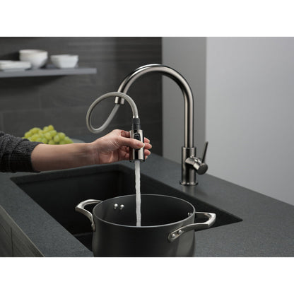 Delta TRINSIC Single Handle Pull-Down Kitchen Faucet- Black Stainless