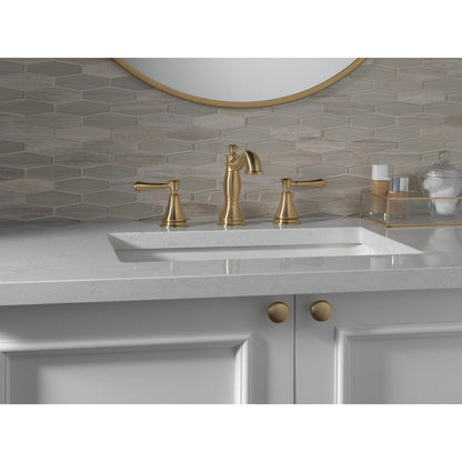 Delta CASSIDY Two Handle Widespread Bathroom Faucet With Metal Pop-Up- Champagne Bronze