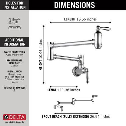 Delta Traditional Wall Mount Pot Filler