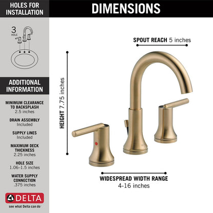 Delta TRINSIC Two Handle Widespread 3 Hole Bathroom Faucet- Champagne Bronze