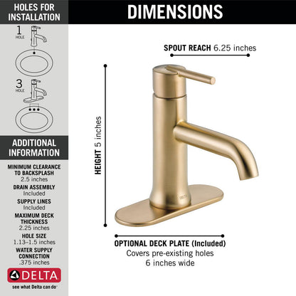 Delta TRINSIC Single Handle Bathroom Faucet With Pop-Up Drain - Champagne Bronze