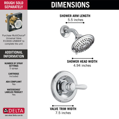 Delta LAHARA Monitor 14 Series Shower Trim -Chrome (Valve Sold Separately)