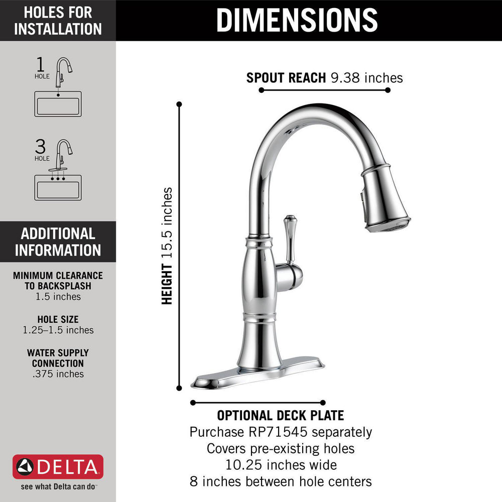 Delta CASSIDY Single Handle Pulldown Kitchen Faucet- Chrome