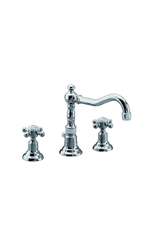 PierDeco Design Adams 3 Hole Vessel Sink Faucet, High Spout With 1 1/4" Push Button Pop-up