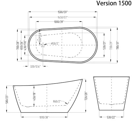 Kodaen BANANA One Piece Freestanding Bathtub