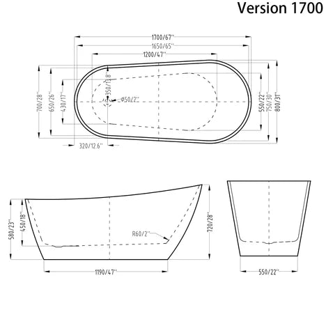 Kodaen BANANA One Piece Freestanding Bathtub