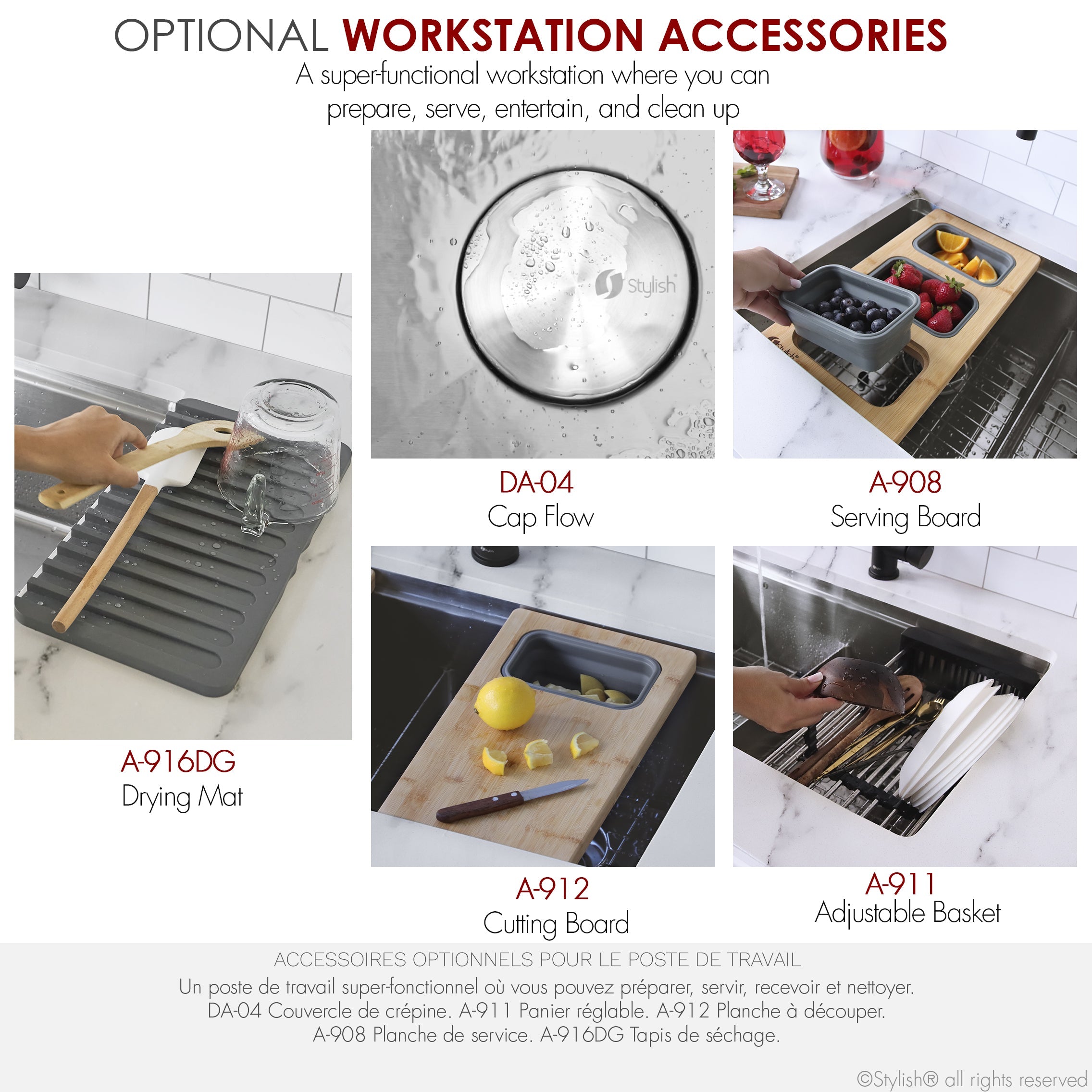 Stylish Boron 30 inch Workstation Double Bowl Undermount and Drop 