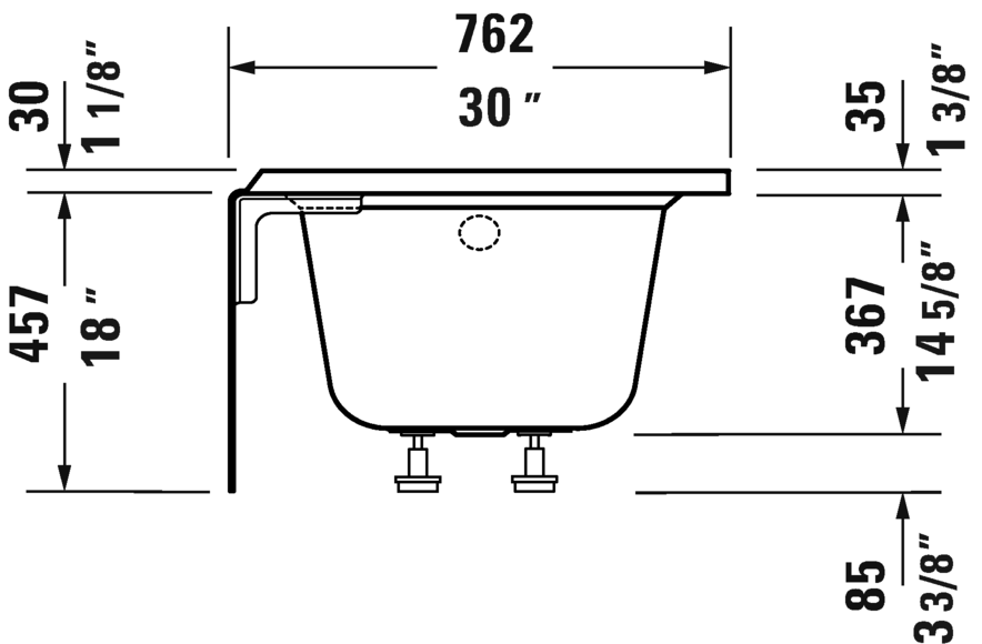 Duravit ADA Bathtub With Tile Flange And Apron 60x30, LH, White (18")
