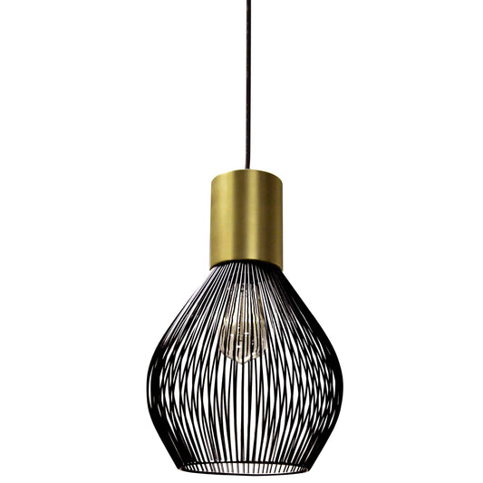 Dainolite 1 Light Incandescent Pendant, Vintage Bronze Finish with Black Frame - Renoz