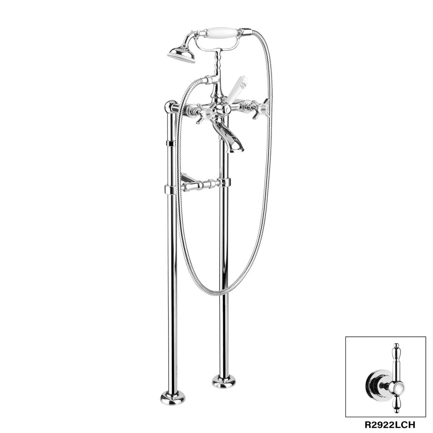 Aquadesign Products Floor Mount Tub Filler (Nostalgia R2922X) - Chrome