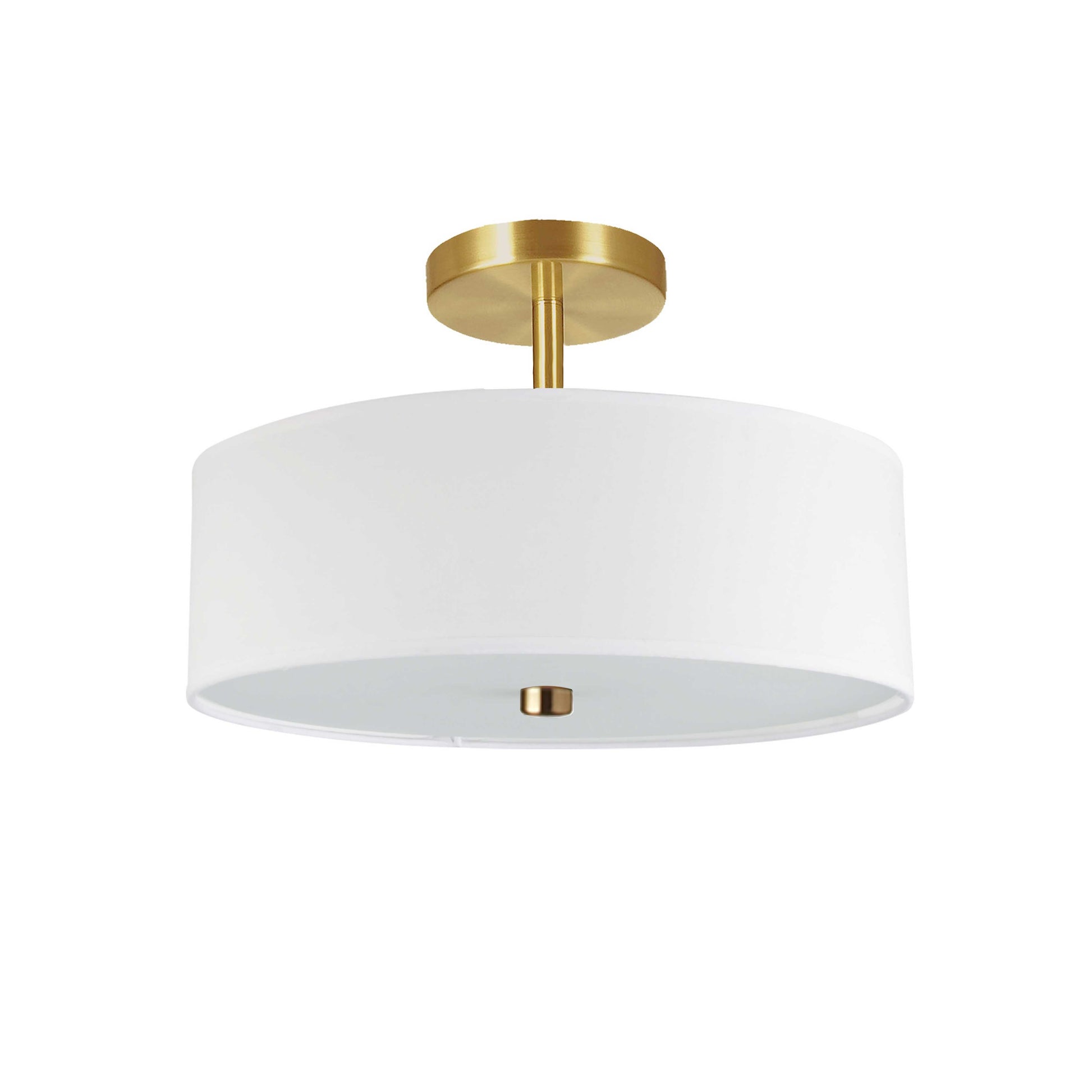 Dainolite 3 Light Incandescent Semi-Flush Mount Aged Brass with White Shade - Renoz