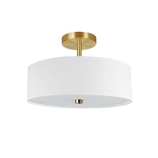 Dainolite 3 Light Incandescent Semi-Flush Mount Aged Brass with White Shade - Renoz