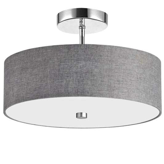 Dainolite 3 Light Incandescent Semi Flush Polished Chrome Finish with Grey Shade - Renoz