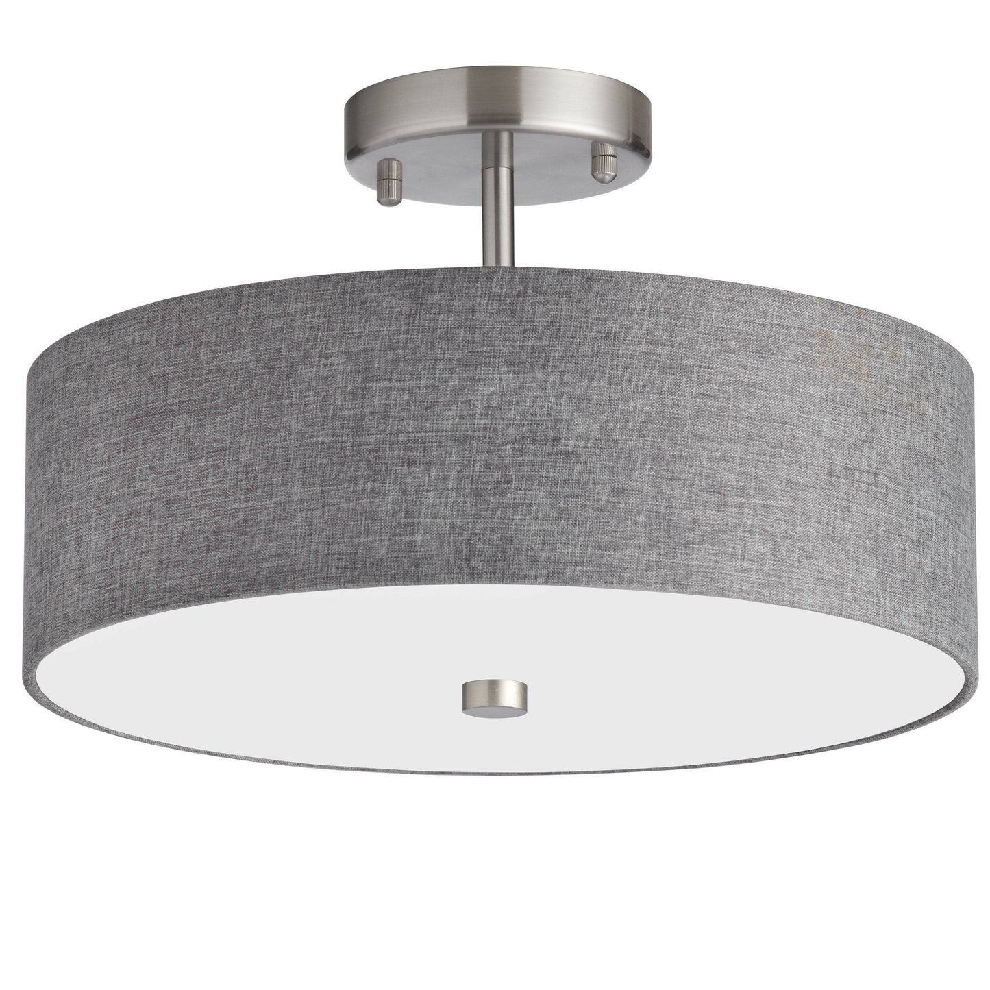 Dainolite 3 Light Incandescent Semi Flush Satin Chrome Finish with Grey Shade - Renoz