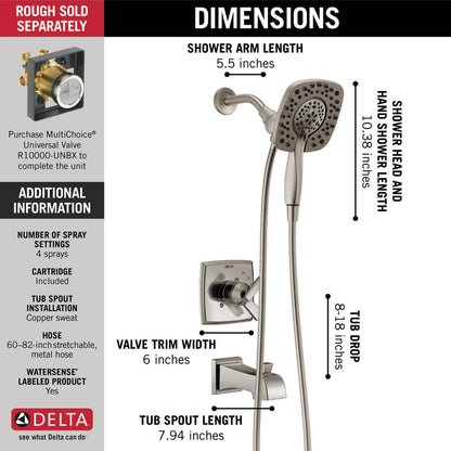 Delta ASHLYN Monitor 17 Series Two-in-One Shower Trim with In2ition -Stainless Steel (Valve Sold Separately)