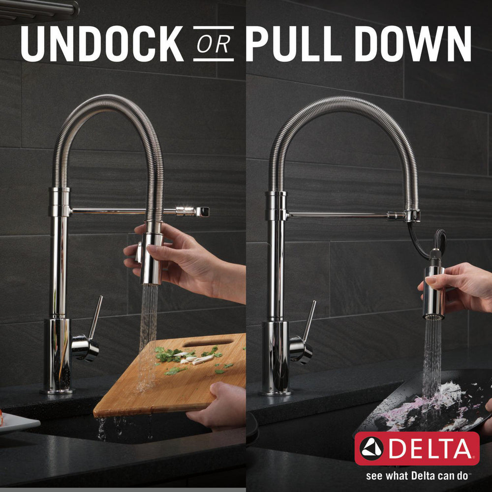 Delta TRINSIC PRO Single Handle Pull-Down Kitchen Faucet With Spring Spout- Chrome