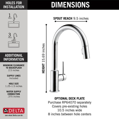 Delta TRINSIC Single Handle Pull-Down Kitchen Faucet- Chrome