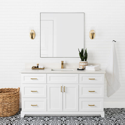 Stonewood Modern Shaker White Painted Classic Freestanding Vanity with Countertop and Sink