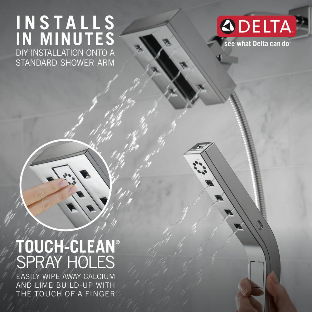 Delta H2Okinetic In2ition 4-Setting Two-in-One Shower- Lumicoat Chrome