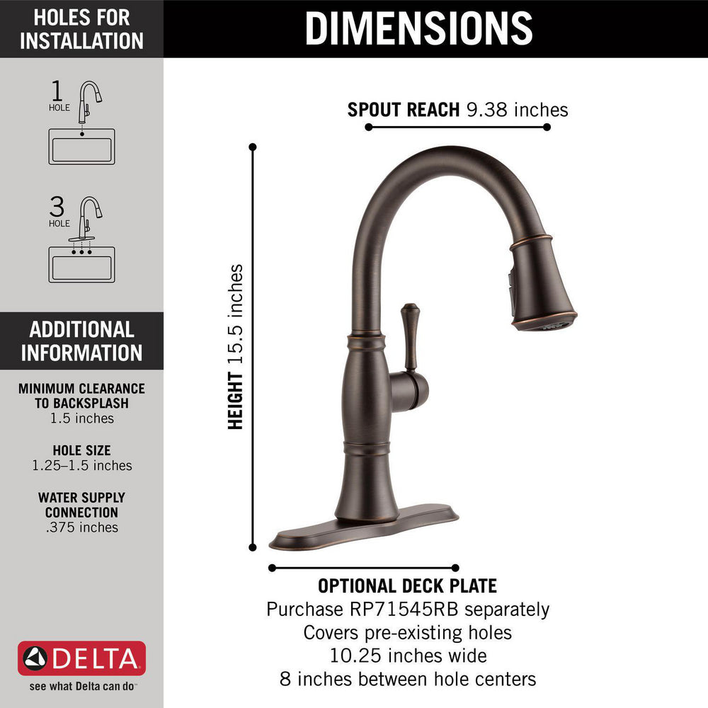 Delta CASSIDY Single Handle Pulldown Kitchen Faucet- Venetian Bronze