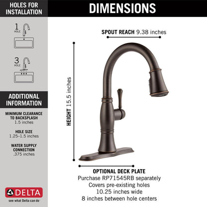 Delta CASSIDY Single Handle Pulldown Kitchen Faucet- Venetian Bronze