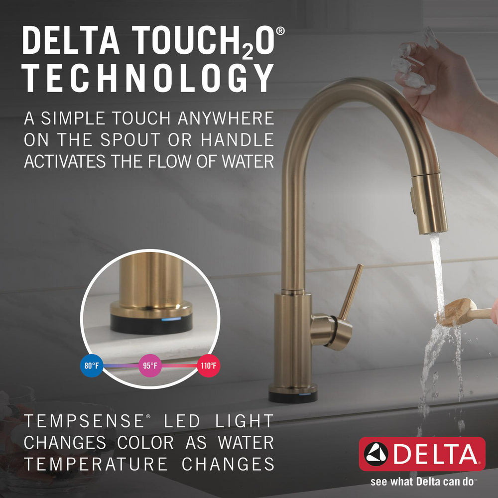 Delta TRINSIC Single Handle Pull-Down Kitchen Faucet with Touch2O Technology- Champagne Bronze