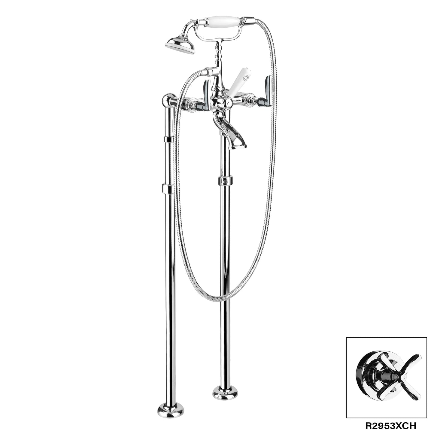 Aquadesign Products Floor Mount Tub Filler (Manhattan R2953L) - Chrome