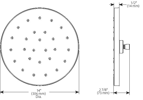 Brizo 14” Linear Round H2Okinetic Single-Function Raincan Shower Head (ESSENTIAL)
