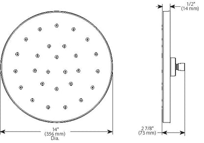 Brizo 14” Linear Round H2Okinetic Single-Function Raincan Shower Head (ESSENTIAL)