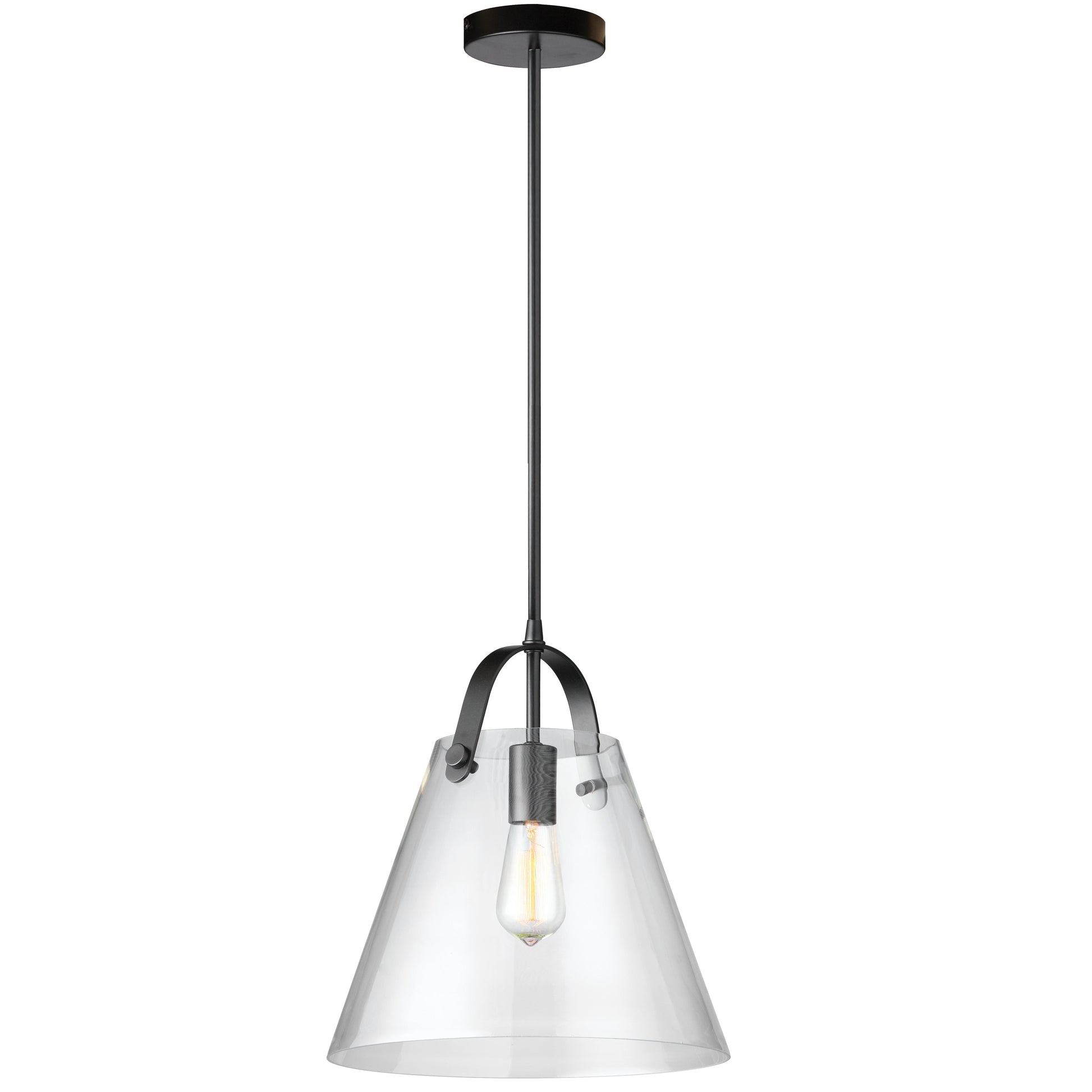 Dainolite 1 Light Incandescent Pendant Matte Black Finish with Clear Glass - Renoz