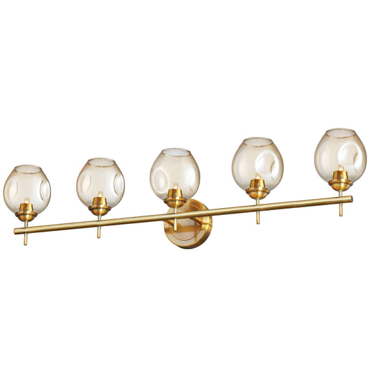 Dainolite 5 Light Halogen Vanity Vintage Bronze with Champagne Glass - Renoz