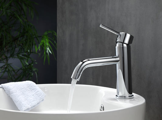 Robinet de meuble-lavabo de salle de bains à montage monotrou Aqua Rondo Kube Bath - Chrome