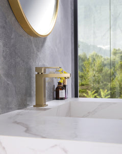 Kube Bath Aqua Kubo Single Lever Bathroom Vanity Faucet – Brushed Gold