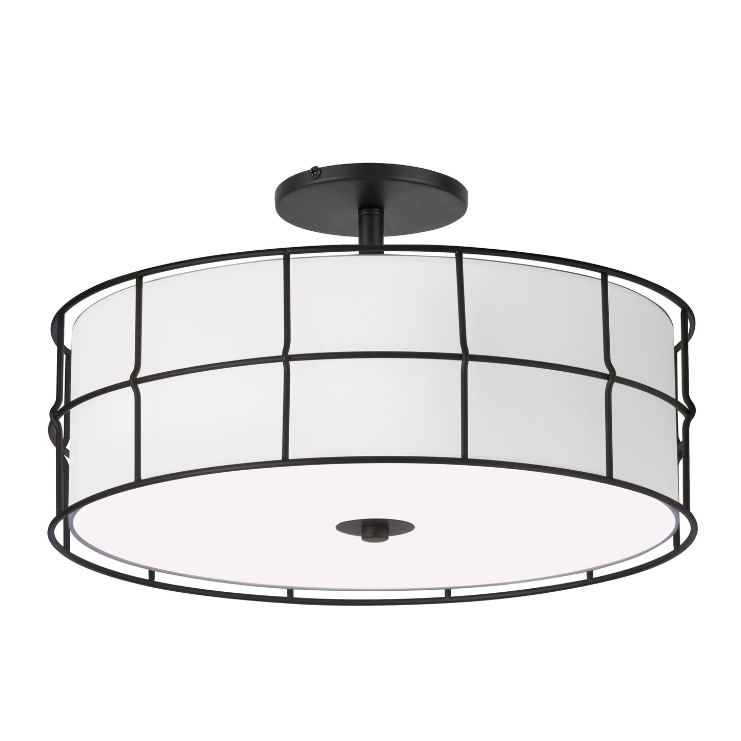 Dainolite 3 Light Incandescent Matte Black Semi-Flush Mount Fixture w/White Shade - Renoz