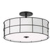 Dainolite 3 Light Incandescent Matte Black Semi-Flush Mount Fixture w/White Shade - Renoz