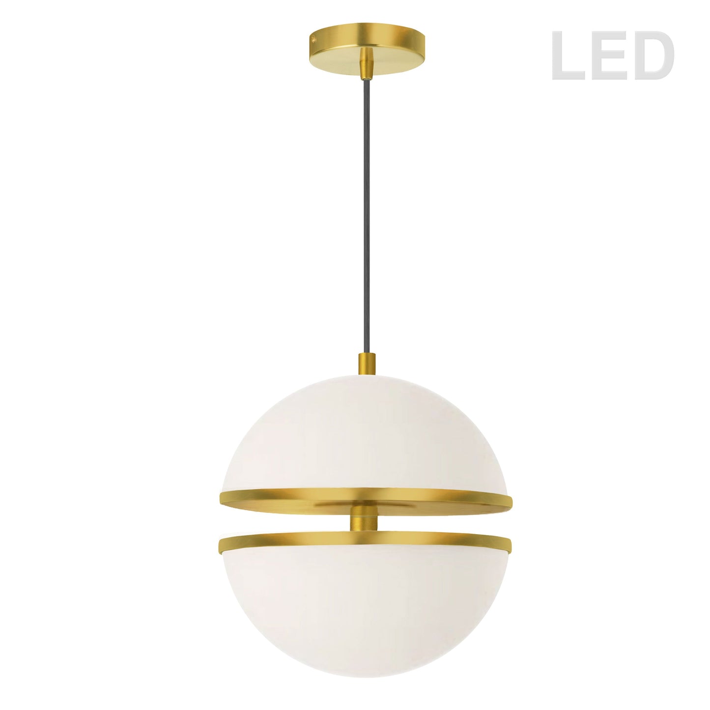 Dainolite 30W Pendant, Aged Brass w/ White Glass - Renoz