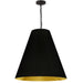 Dainolite 1 Light Large Anaya Matte Black Pendant with Black/Gold Shade - Renoz