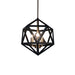 Dainolite 3 Light Chandelier, Matte Black with Antique Brass Accents - Renoz