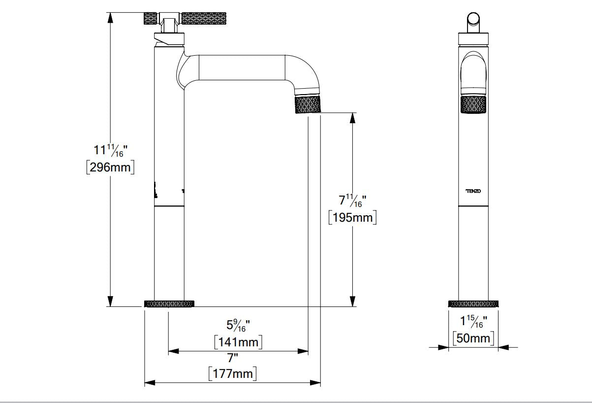 Tenzo BELLACIO -C 11H Tall Single Hole Lavatory Faucet With Drain