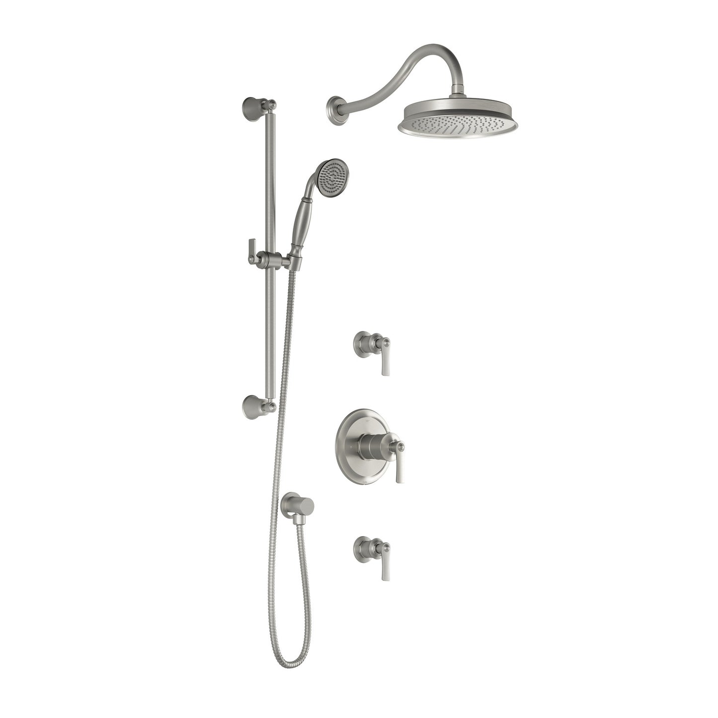 Kalia RUSTIK T2 AQUATONIK T/P Shower System with 9" Round Shower Head and Hand Shower and Wall Arm (BF1488)