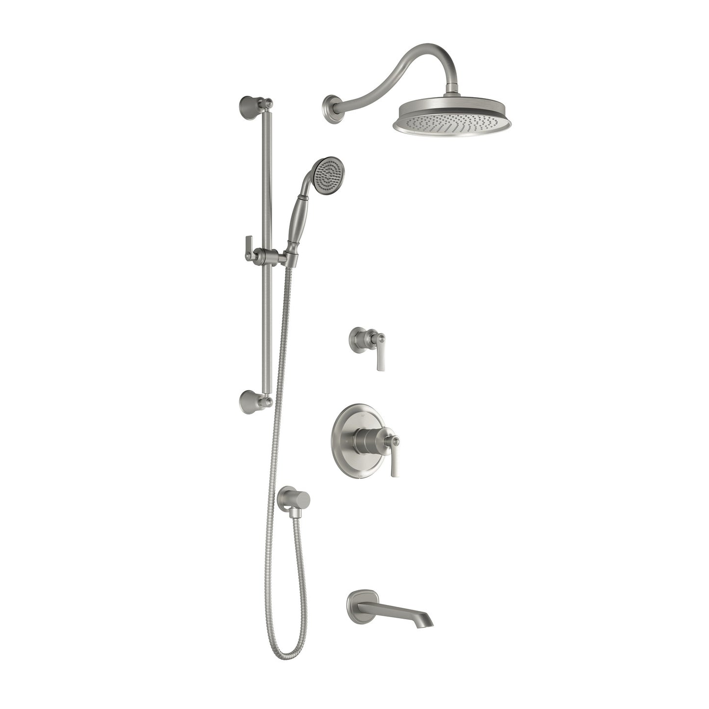 Kalia Rustik TD3 : Aquatonik T/P Shower System With 9" Shower Head, Hand Shower Tub Filler and Wall Arm (BF1617)