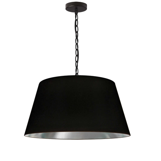 Dainolite 1 Light Brynn Medium Pendant, Black/Silver Shade, Black - Renoz