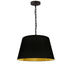 Dainolite 1 Light Brynn Small Pendant, Black/Gold Shade, Black - Renoz